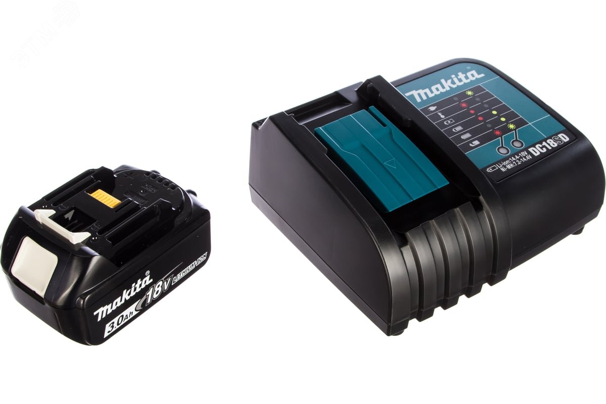 Изображение товара Набор аккумулятор и зарядное устройство Makita BL1830B и DC18SD Изображение товара Набор аккумулятор и зарядное устройство Makita BL1830B и DC18SD