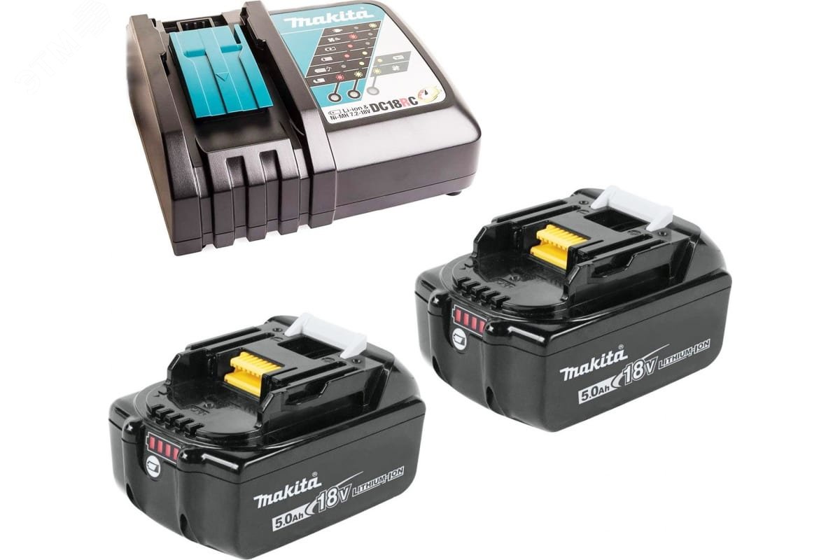 Изображение товара Набор аккумуляторов Makita 191L74-5 с зарядным устройством DC18RC