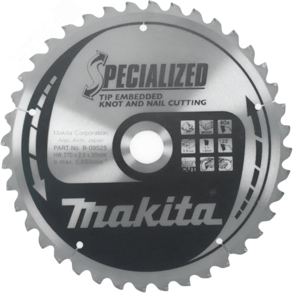 Изображение товара Пильный диск для демонтажных работ 270x30x2.6/1.8x40T Makita B-35324