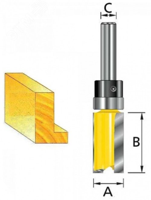 Изображение товара Фреза кромочная прямая 16х19х8х32х2Т, хвост. подшипник (шт)