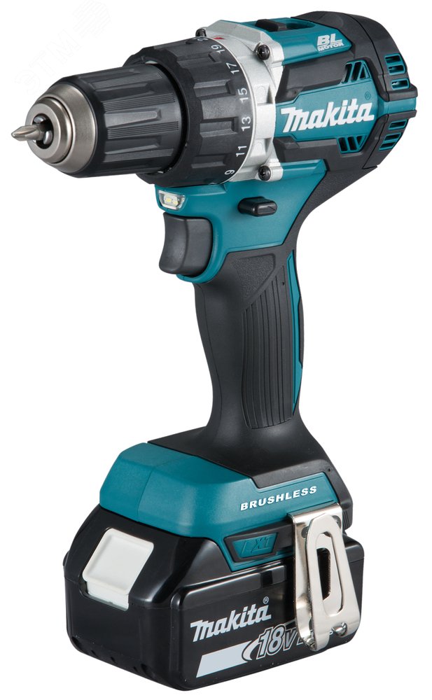Изображение товара Аккумуляторная бесщеточная дрель-шуруповерт Makita DDF484RME 18В комплект 2 аккумулятора кейс