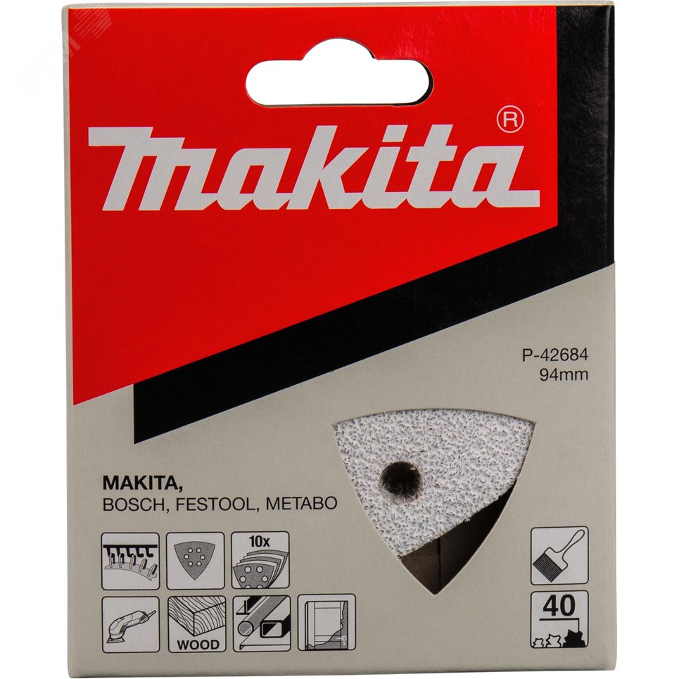 Шлифовальная бумага 96 мм, K40, белая (10 шт) P-42684 Makita - превью 3