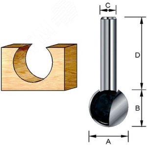 Изображение товара Фреза шаровидная 9,52R 19,05х19,05х8х32х2Т (шт)