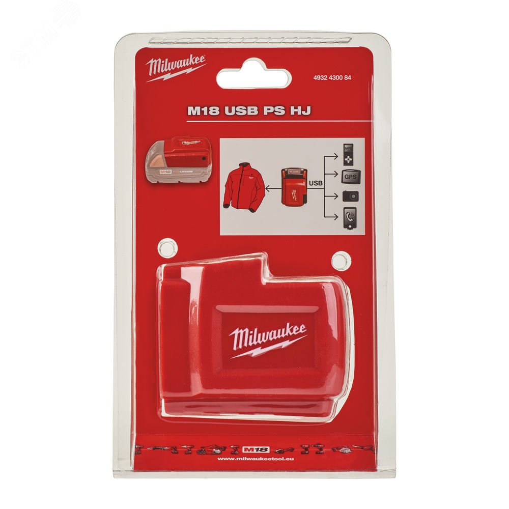 Источник питания Milwaukee USB M18 для курток с подогревом M12 (замена 4932471597)