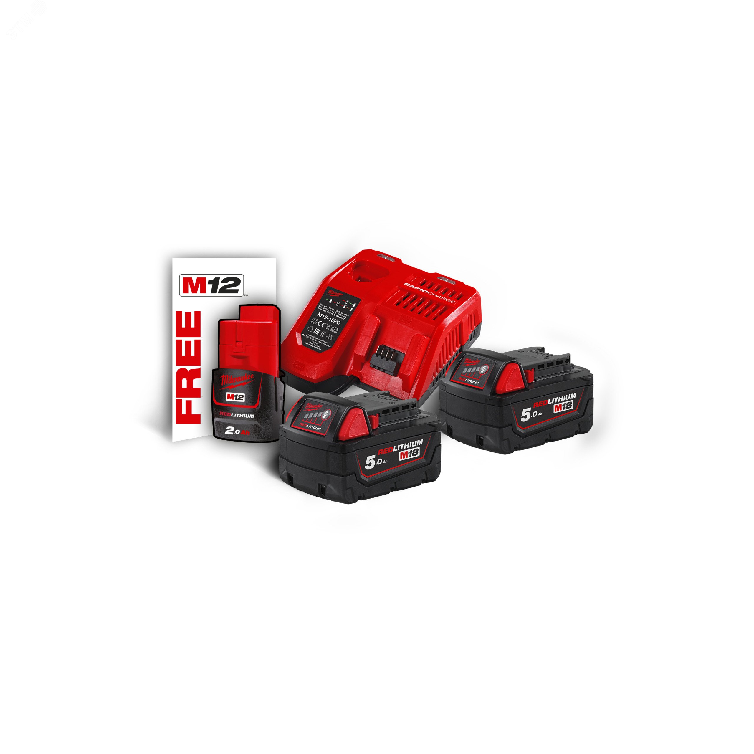 Изображение товара Энергокомплект M18 NRG-502 Milwaukee 4933459217 с 2 аккумуляторами
