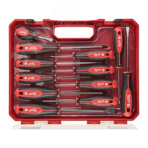 Изображение товара Набор отверток магнитных с трехгранной рукояткой в пластиковом кейсе (12шт) (упак)