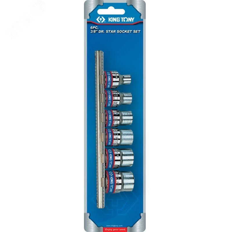 Изображение товара Набор торцевых головок 3/8 TORX E-стандарт E8-E18 6 предметов King Tony