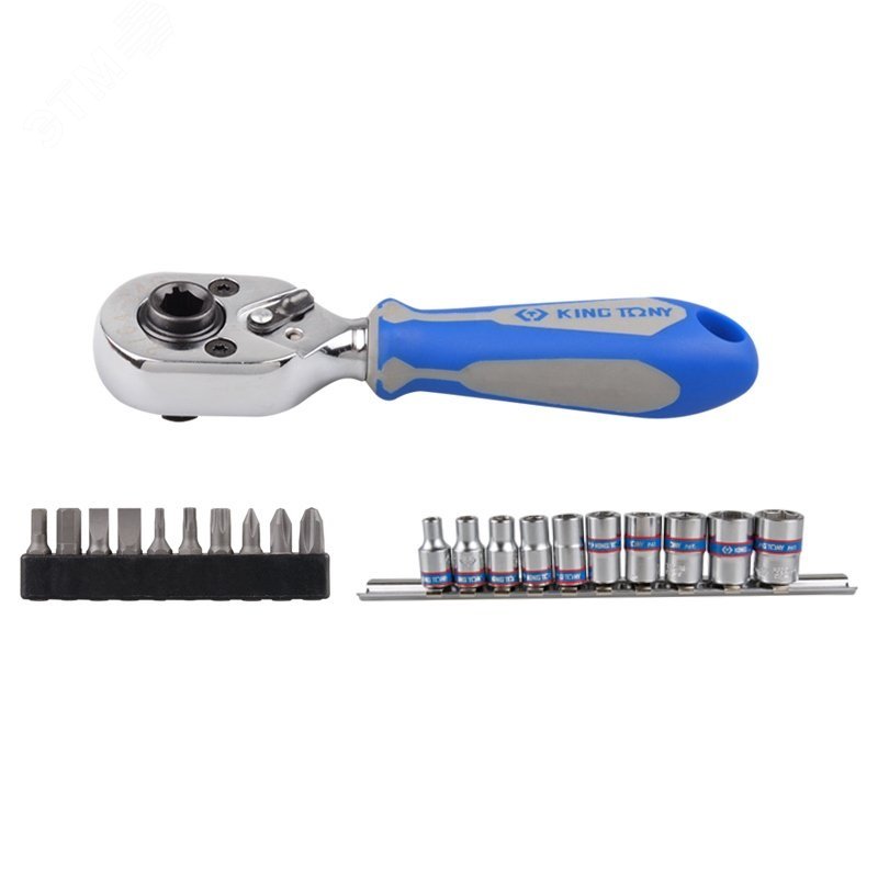 Изображение товара Набор вставок и головок с трещоткой 1/4', TORX, HEX, PH, 21 предметов - профессиональный инструмент