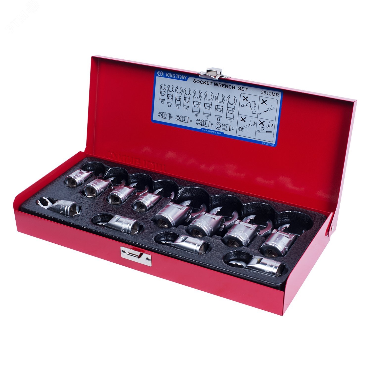 Изображение товара Набор разрезных ключей King Tony, 8-19 мм, 12 предметов