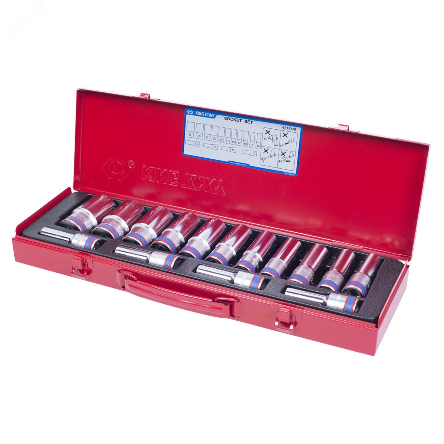 Изображение товара Набор глубоких торцевых головок 1/2', шестигранные, 10-32 мм, 15 предметов (шт)