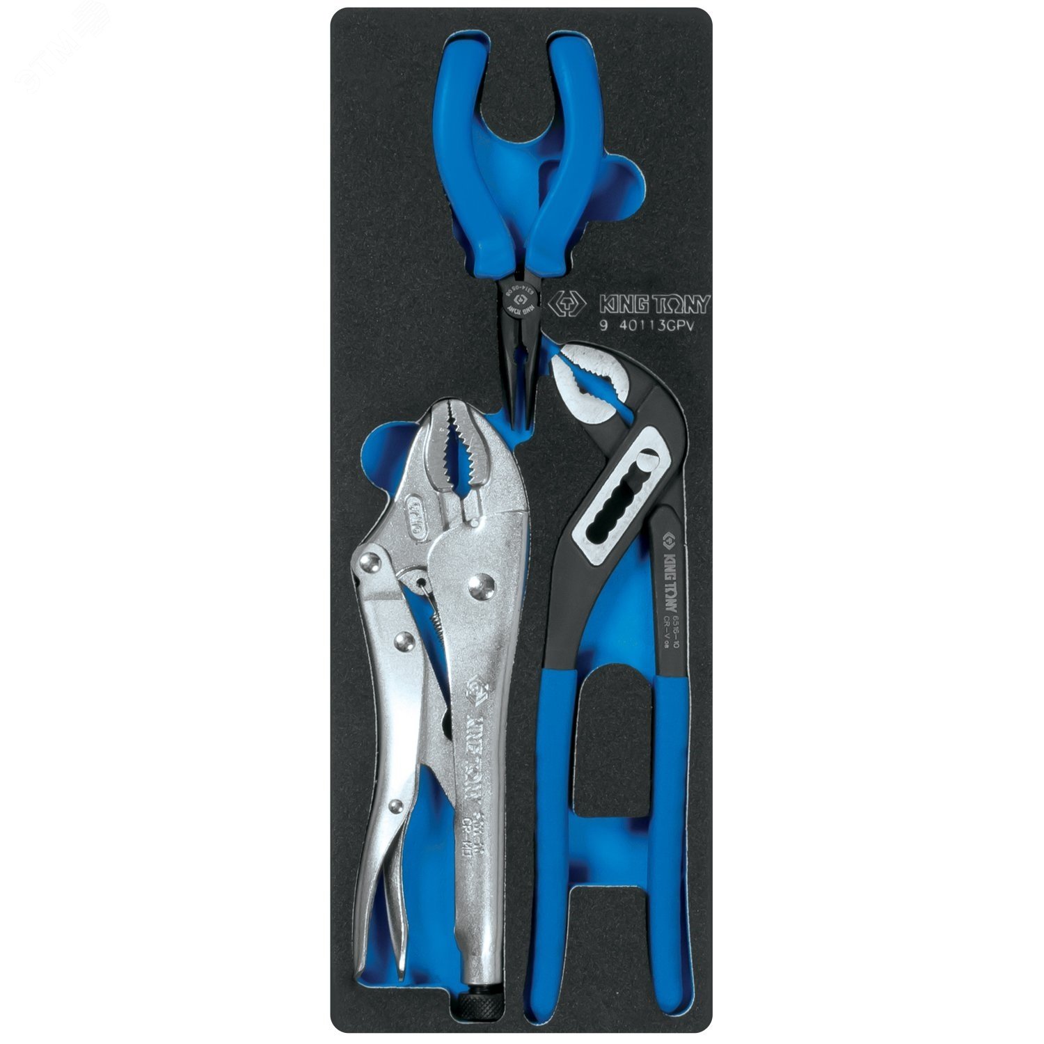 Изображение товара Набор пассатижи переставные клещи и зажим ложемент 3 предмета KING TONY