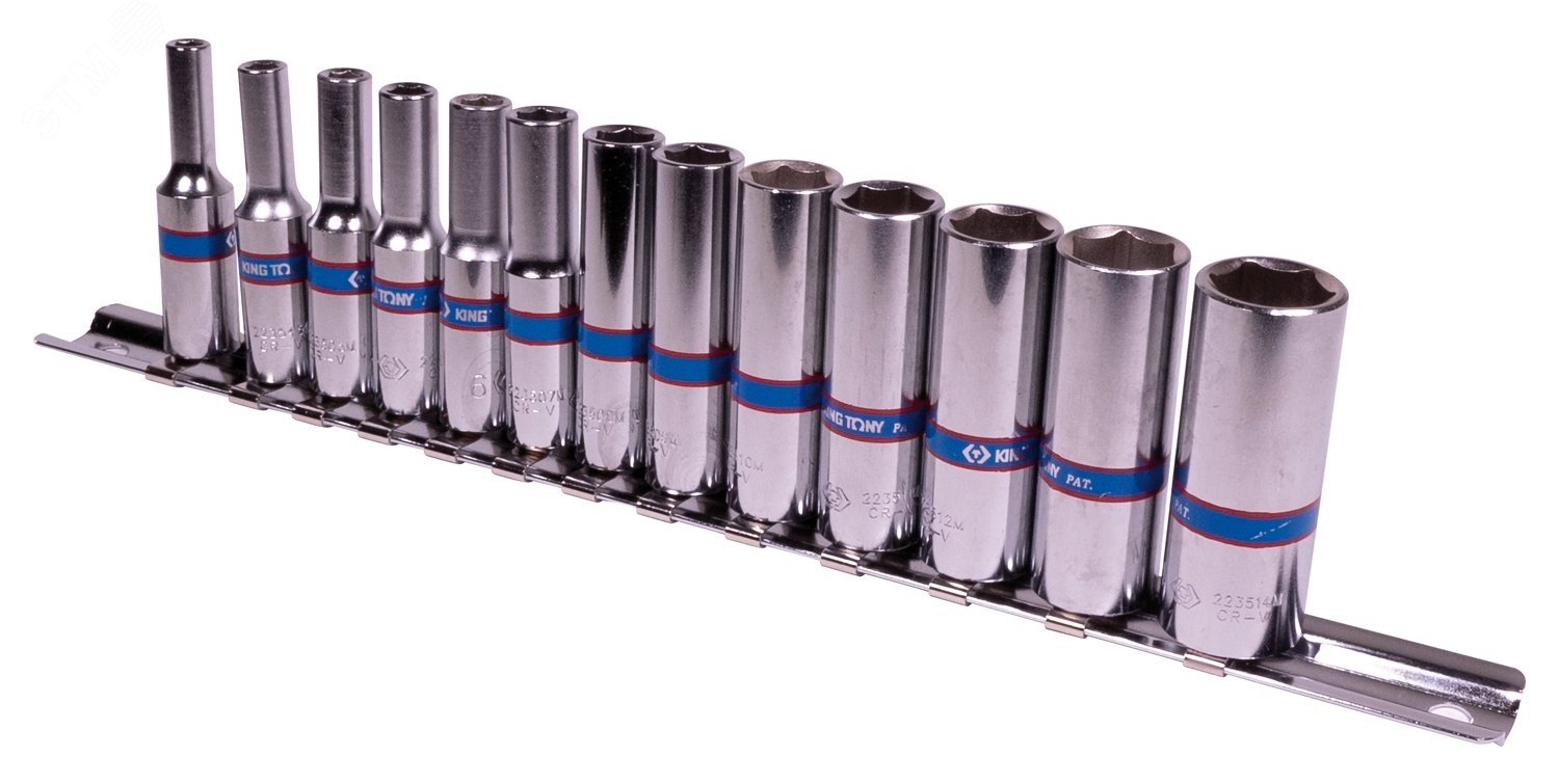 Изображение товара Набор глубоких торцевых головок 1/4'', шестигранные, 4-14 мм, 13 предметов