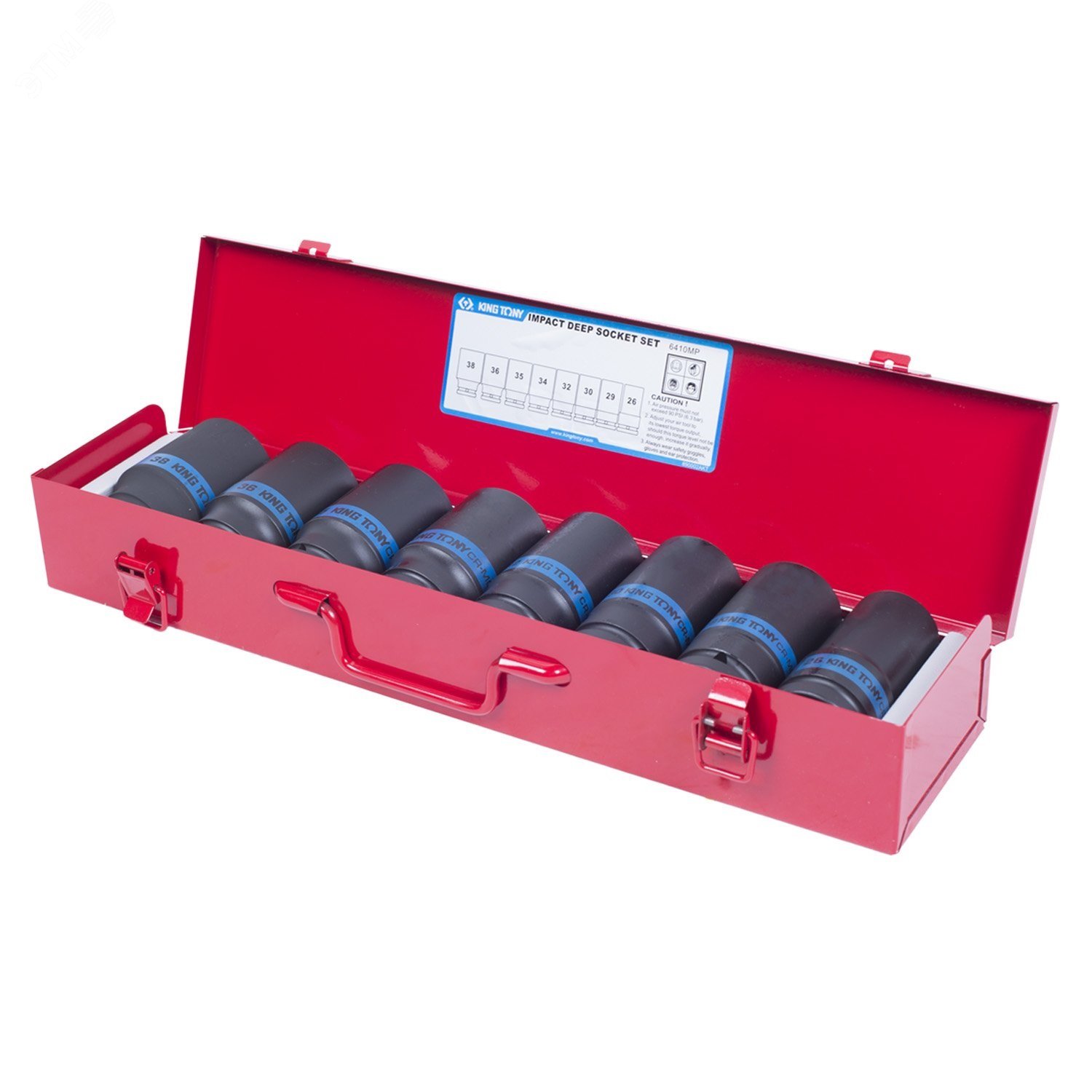 Изображение товара Набор ударных глубоких торцевых головок 3/4', шестигранные, 24-38 мм 8 предметов (шт)