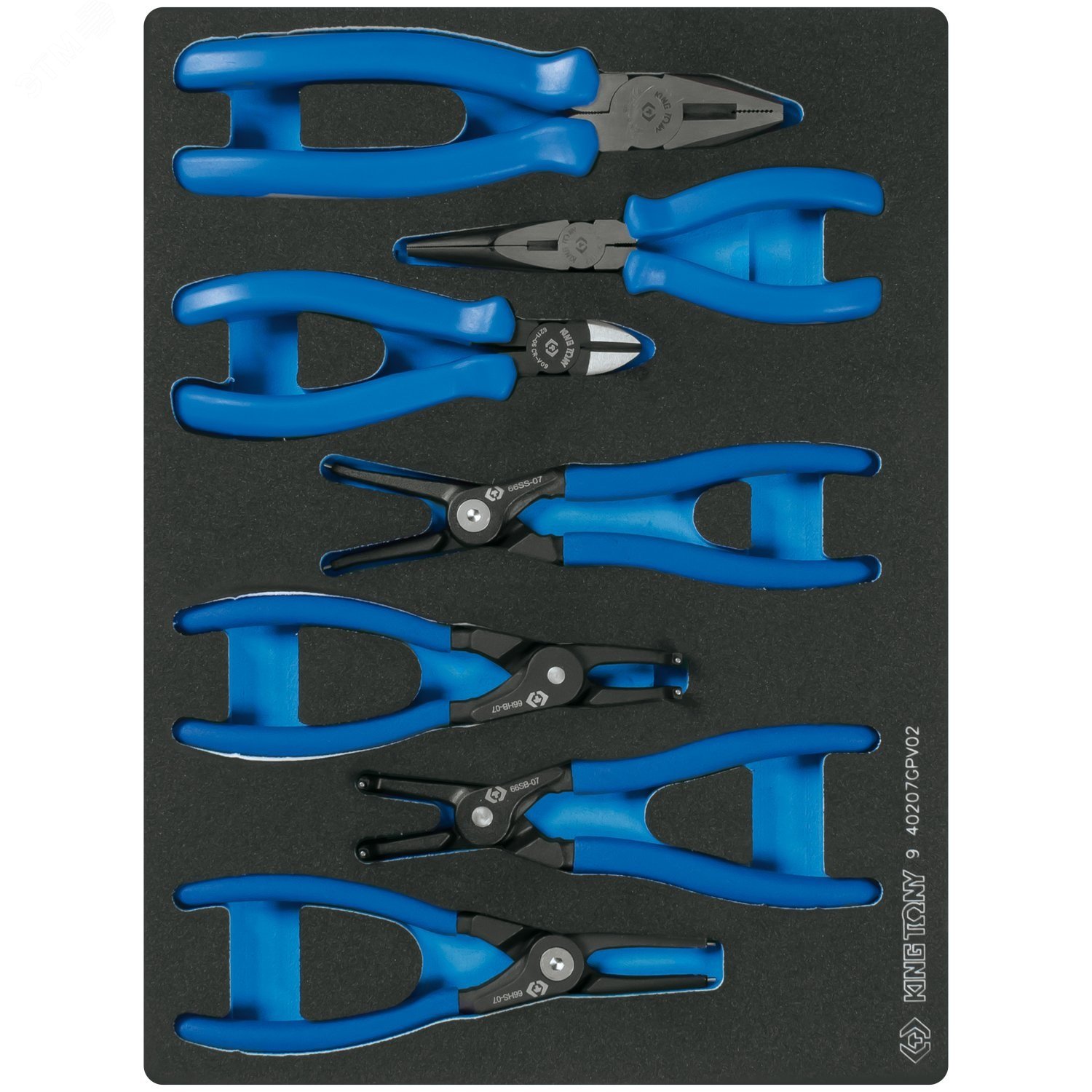 Изображение товара Набор съемников стопорных колец, пассатижей и бокорезов 7 предметов