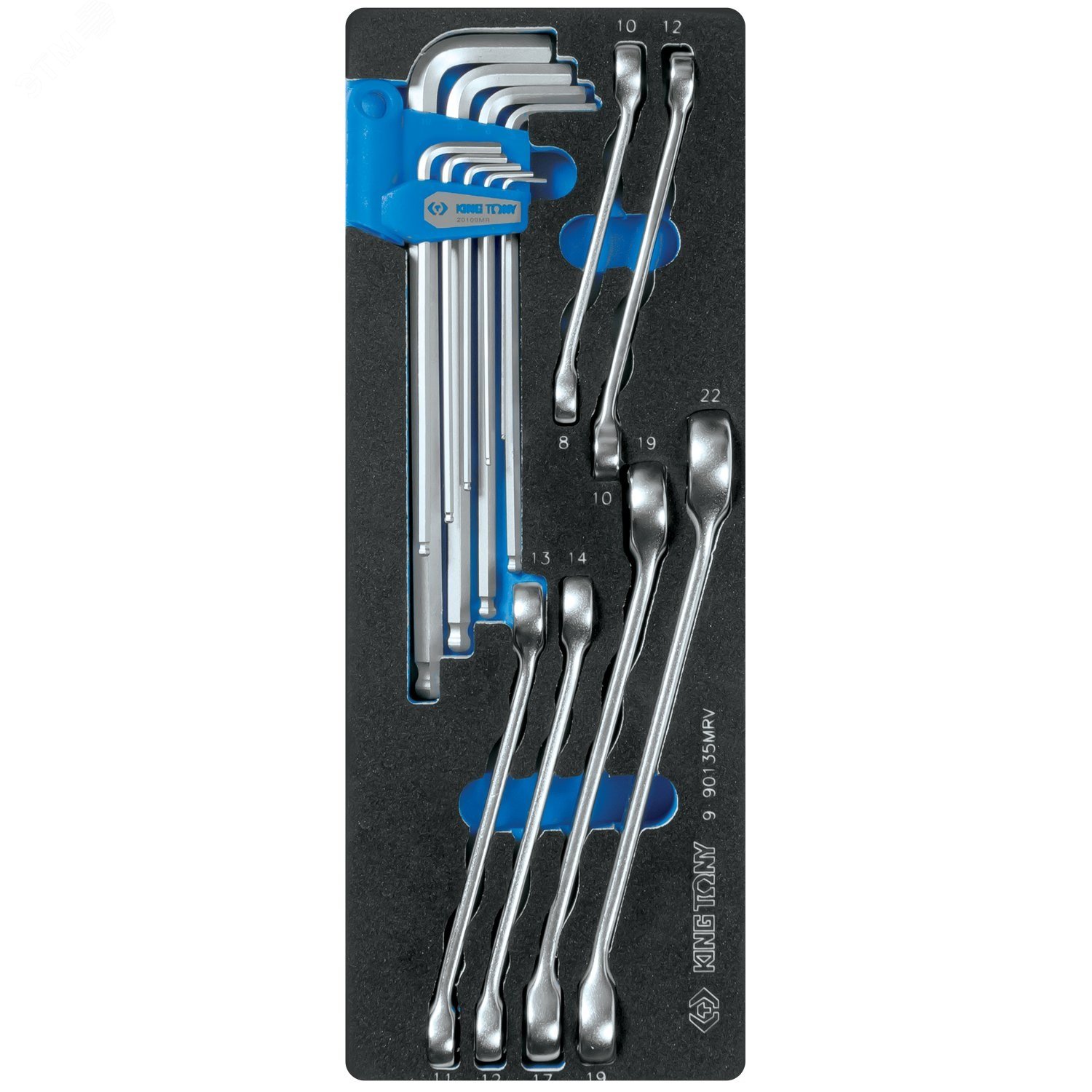 Изображение товара Набор разрезных ключей и шестигранников Г-образные KING TONY 15 предметов