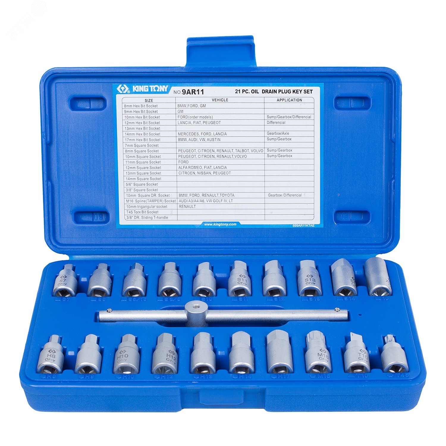 Изображение товара Набор насадок для пробок слива масла 21 предмет King Tony