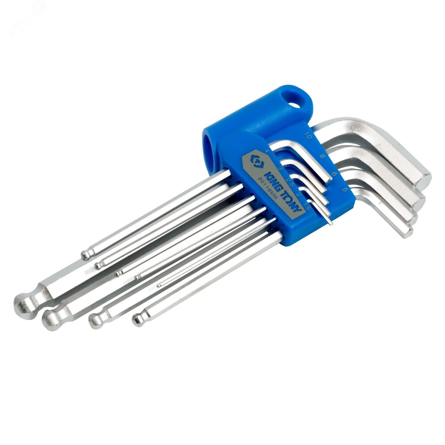 Изображение товара Набор Г-образных шестигранников 1,5-10 мм с шаровым окончанием KING TONY 9 предметов