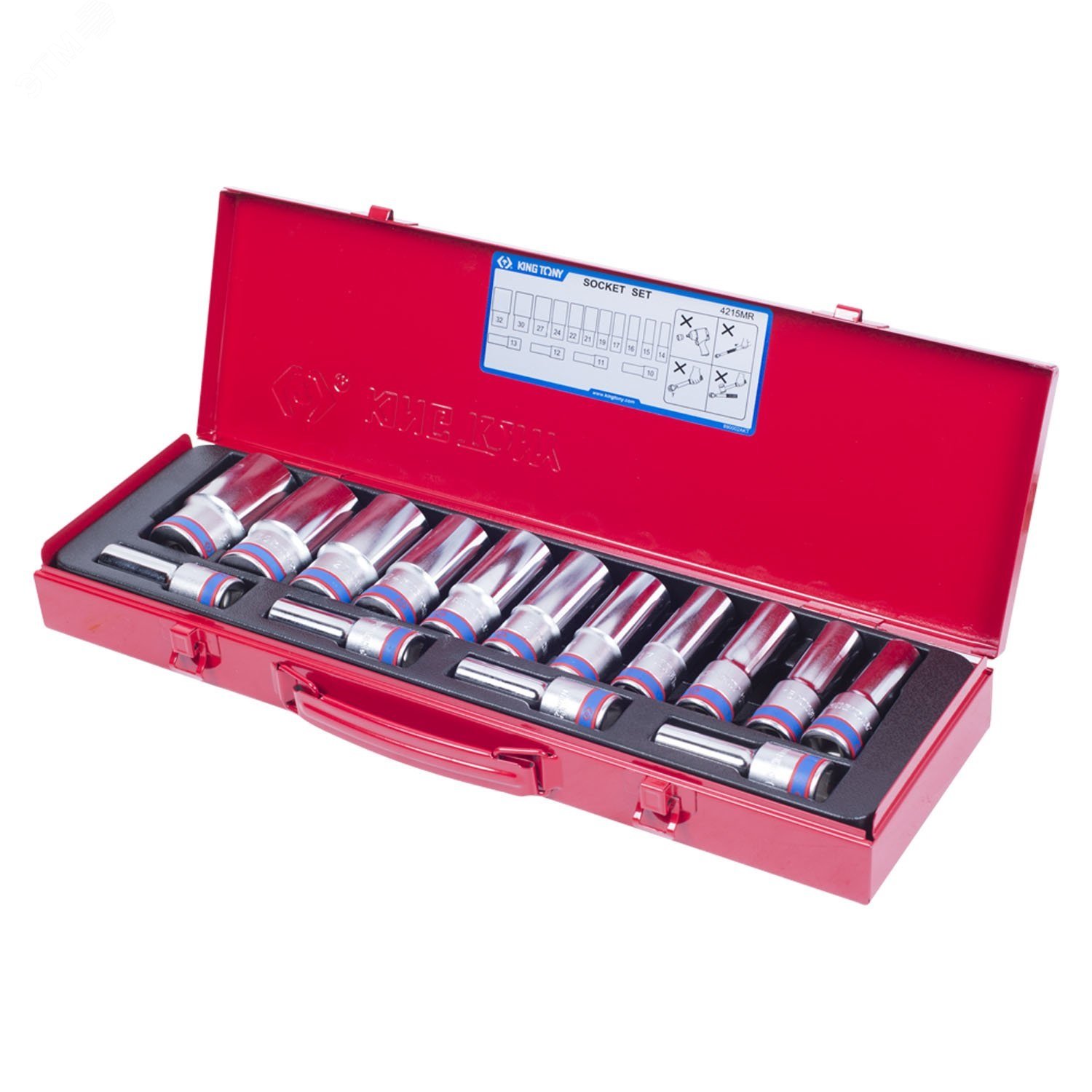 Изображение товара Набор глубоких торцевых головок 1/2', 10-32 мм, 15 предметов