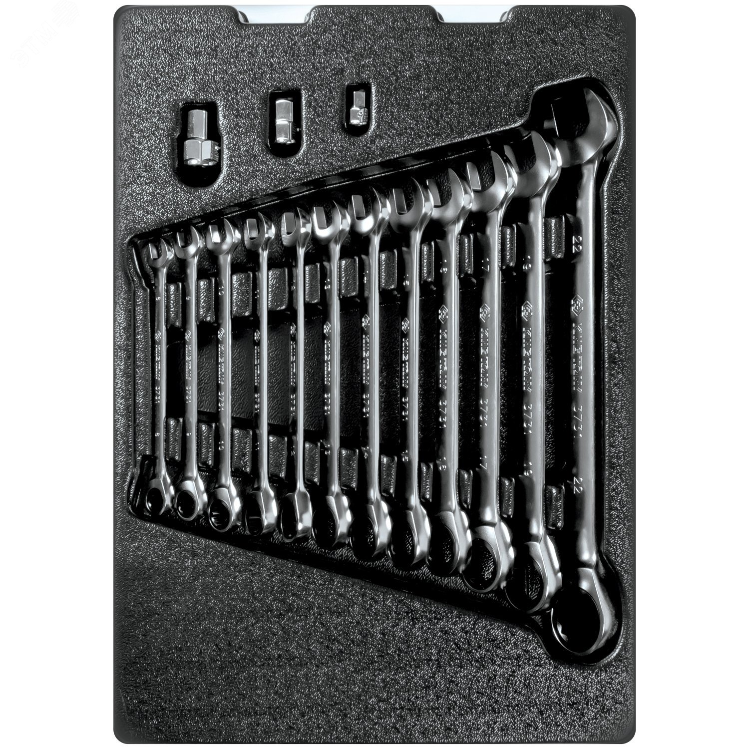 Изображение товара Набор трещоточных комбинированных ключей 15 шт с ложементом для автомеханика