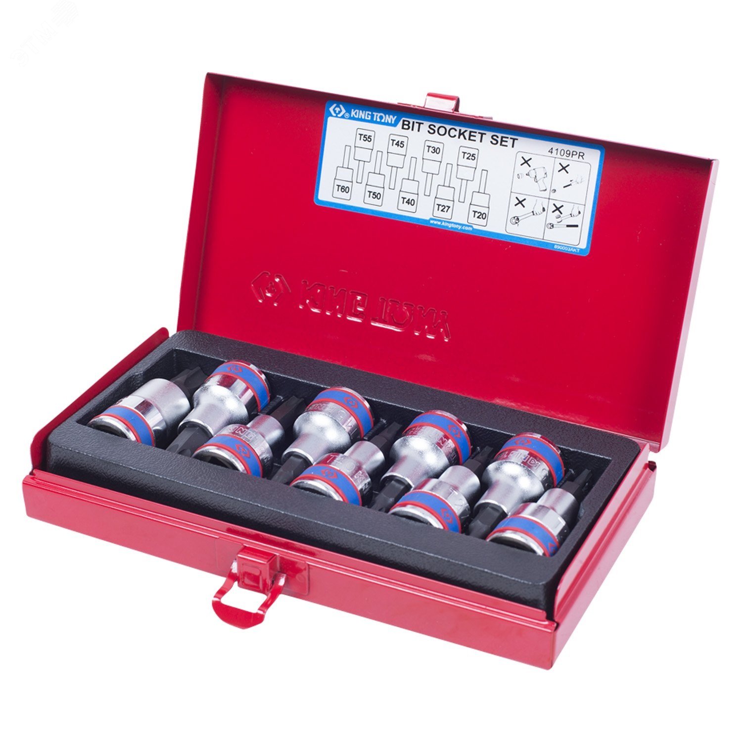 Изображение товара Набор торцевых насадок 1/2', TORX, Т20-Т60 мм, L = 60 мм, 9 предметов (шт)