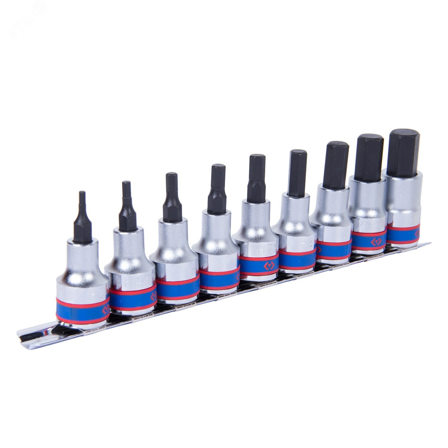 Изображение товара Набор торцевых насадок 1/2  HEX 3-14 мм 9 шт 60 мм King Tony 4110PR10