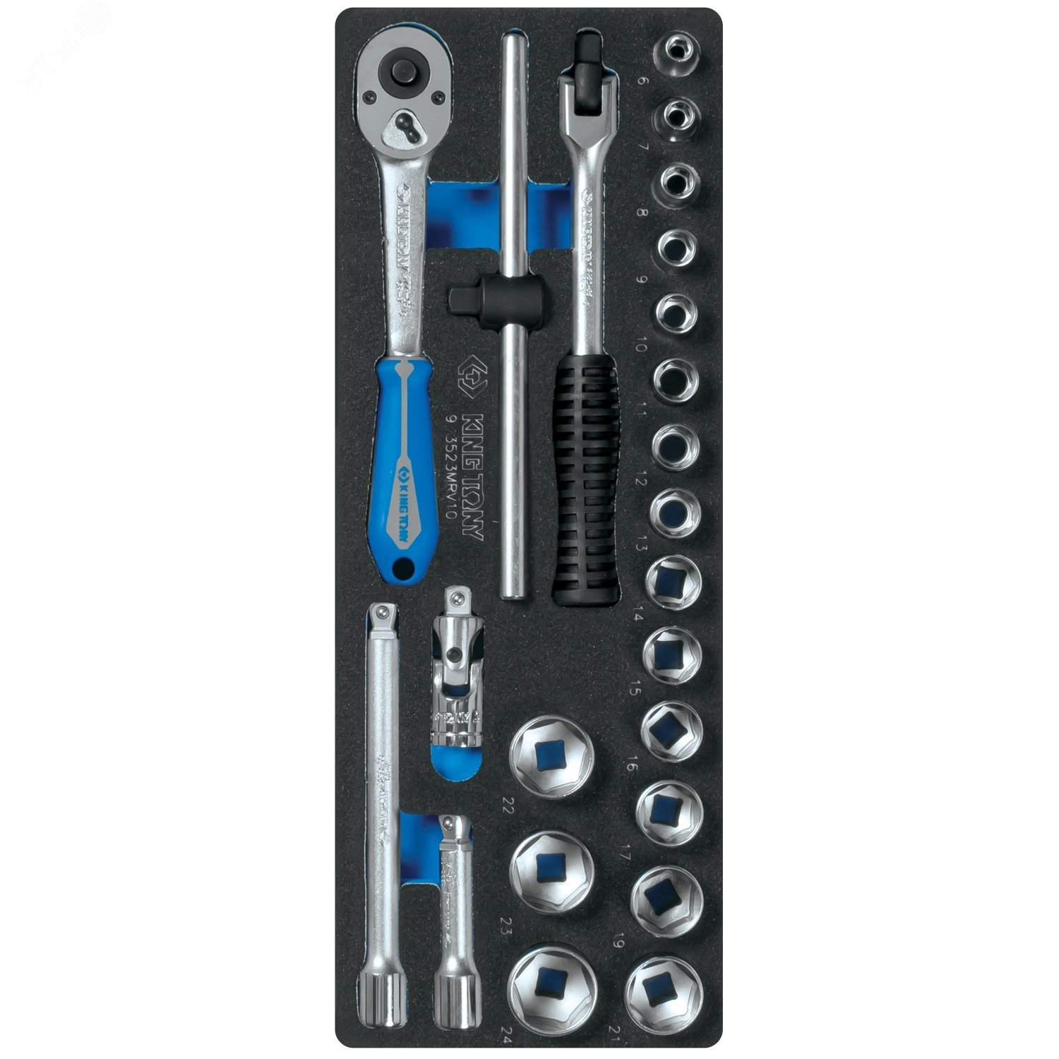 Изображение товара Набор торцевых головок 3/8 с принадлежностями 23 предмета King Tony