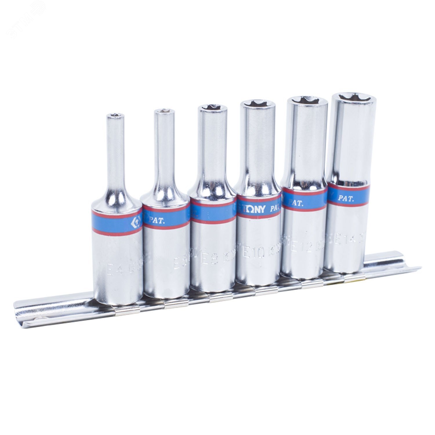 Изображение товара Набор глубоких торцевых головок 3/8', TORX Е-стандарт, E4-E14, 6 предметов (шт)