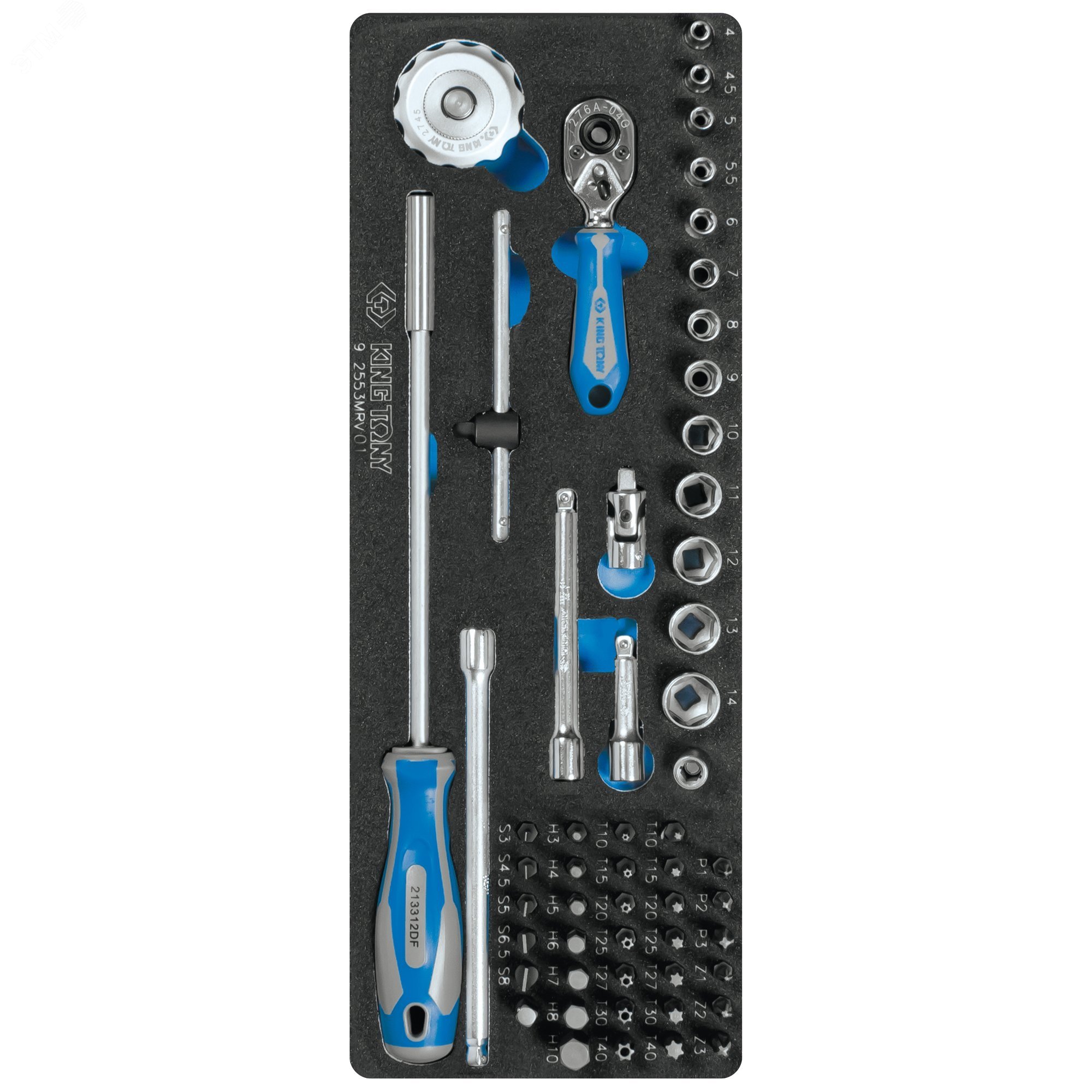 Изображение товара Набор торцевых головок 1/4 с принадлежностями 55 предметов