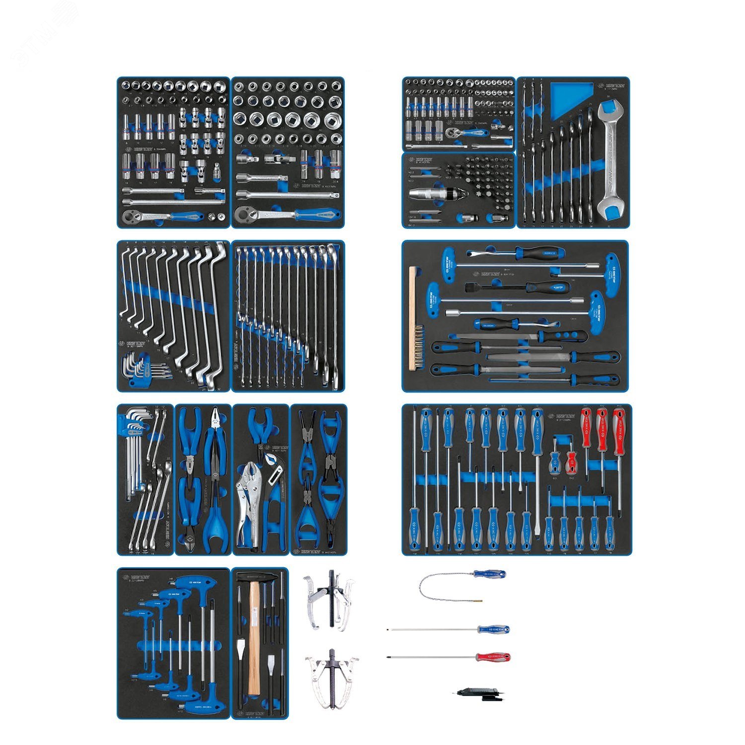 Набор инструментов 'BOARD' для тележки, 15 ложементов, 325 предметов 934-325MRVD King Tony