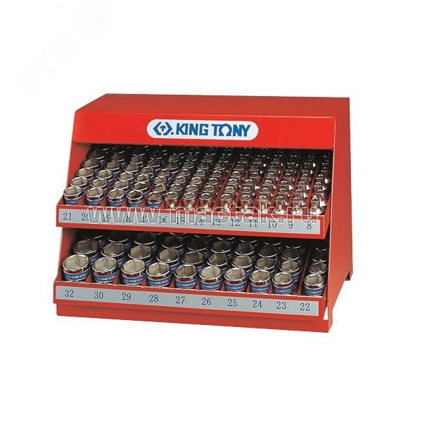 Изображение товара Стенд с торцевыми головками 1/2', 8-32 мм, серия 4330М, 172 предмета (шт)