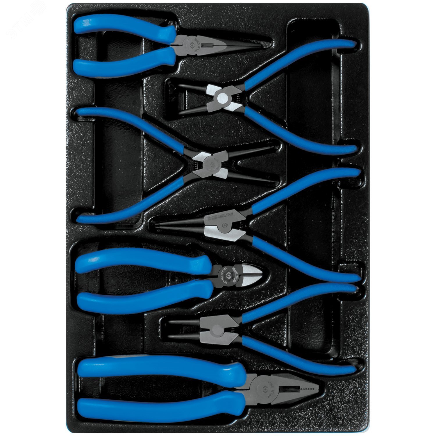 Изображение товара Набор съемников стопорных колец, пассатижей и бокорезов KING TONY 7 предметов