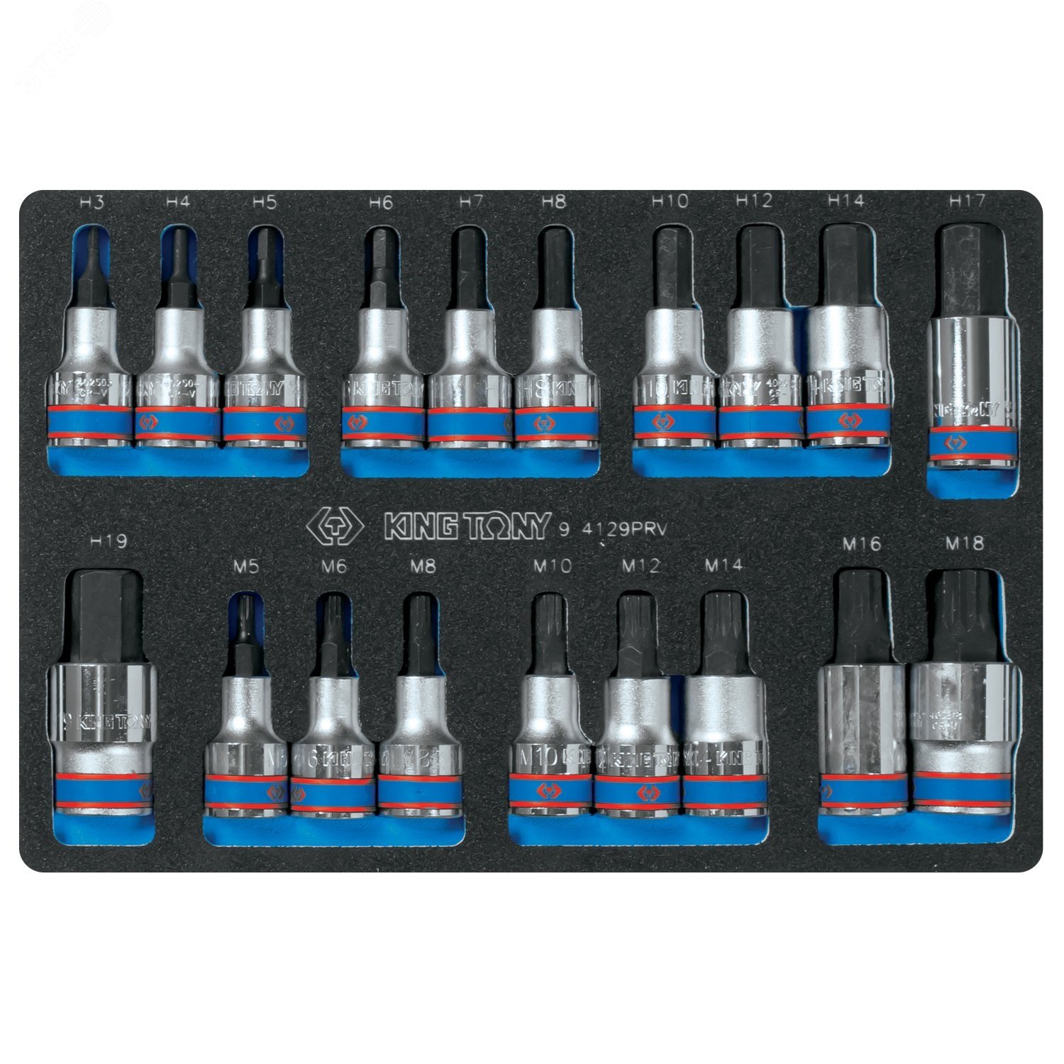 Изображение товара Набор торцевых насадок HEX и SPLINE, ложемент, 19 предметов