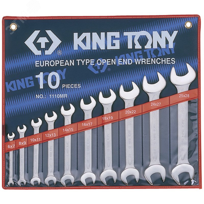 Изображение товара Набор рожковых ключей 6-28 мм 10 предметов с виниловым чехлом и наклоном 15 градусов