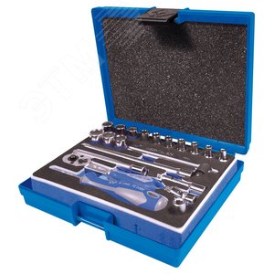 Изображение товара Набор торцевых головок с принадлежностями 1/4', шестигранные, 4-14 мм, 21 предмет (шт)