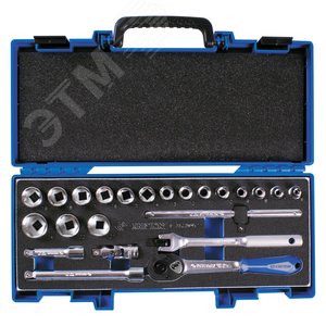 Изображение товара Набор торцевых головок с принадлежностями 3/8', шестигранные, 6-24 мм, 23 предмета (шт)