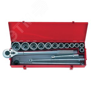 Изображение товара Набор торцевых головок с принадлежностями 3/4', двенадцатигранные, 21-50 мм, 16 предметов (шт)