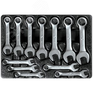 Изображение товара Набор укороченных комбинированных ключей, ложемент, 12 предметов (шт)