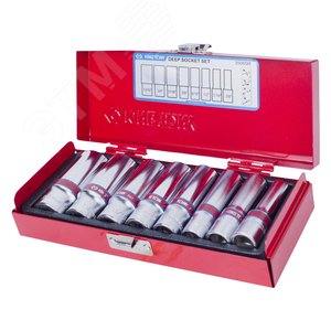 Изображение товара Набор глубоких торцевых головок 3/8', шестигранные, 3/8'-13/16', 8 предметов (шт)