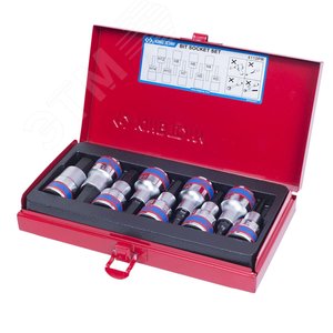 Изображение товара Набор торцевых насадок 1/2', HEX, 3-14 мм, L = 60 мм, 9 предметов (шт)