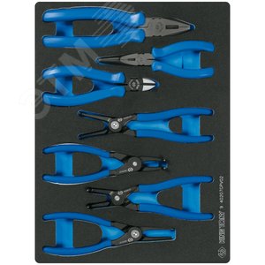 Изображение товара Набор съемников стопорных колец, пассатижей и бокорезов, ложемент, 7 предметов (шт)