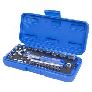 Изображение товара Набор торцевых головок с принадлежностями 1/4', шестигранные, 4-13 мм, 25 предметов (шт)