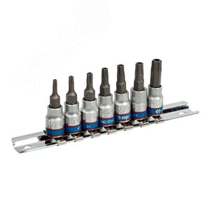 Изображение товара Набор торцевых насадок 1/4', TORX, Т10-Т40 мм, L = 37 мм, 7 предметов (шт)