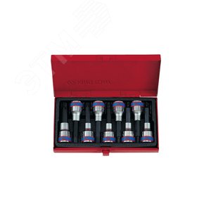 Изображение товара Набор торцевых насадок 1/2', TORX, Т20-Т60 мм, L = 80 мм, 9 предметов (шт)