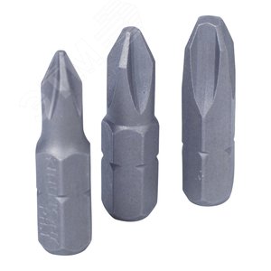 Изображение товара Набор вставок (бит) 1/4', крестовые, №1, №2, №3, 3 предмета (шт)