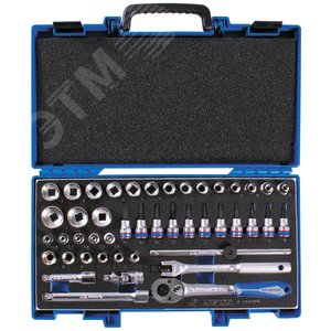 Изображение товара Набор торцевых головок с принадлежностями 3/8', шестигранные, 6-24 мм, 45 предметов (шт)