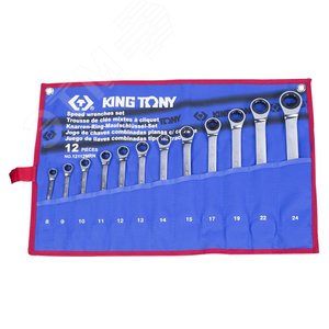 Набор комбинированных трещоточных ключей, 8-24 мм, чехол из теторона, 12 предметов