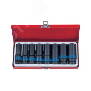 Изображение товара Набор ударных глубоких торцевых головок 1/2', шестигранные, 12-24 мм, 8 предметов (шт)