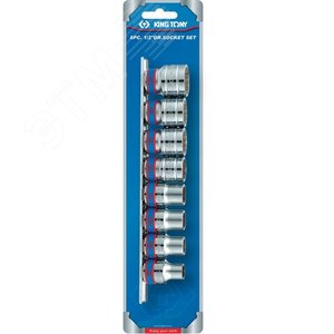 Изображение товара Набор торцевых головок 1/2', двенадцатигранные, 10-22 мм, 8 предметов (шт)