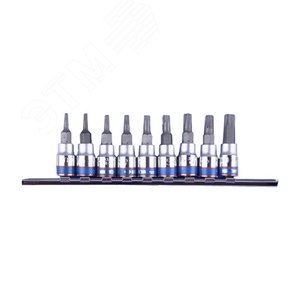 Изображение товара Набор торцевых насадок 1/4', TORX, Т8-Т40 мм, L = 37 мм, 9 предметов (шт)