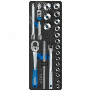 Изображение товара Набор торцевых головок 3/8' с принадлежностями, ложемент, 23 предмета (шт)
